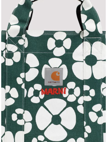 BORSA SHOPPER MARNI X CARHARTT WIP, ZO265 FOREST GREEN/STONE WHITE, small