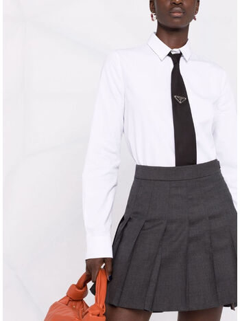 GONNA MINI CON PIEGHE, 035 MED GREY, small
