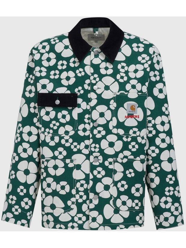 GIACCA FLOREALE A MANICHE LUNGHE MARNI X CARHARTT WIP, MFV55 FOREST GREEN, large