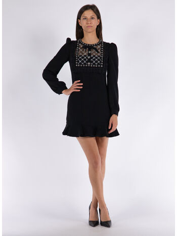 ABITO CORTO CREPE DE CHINE, BLACK, small