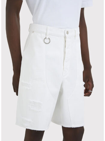 SHORTS IN DENIM FRICHE, WHITE, small