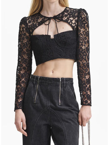 TOP CON MANICHE LUNGHE, BLACK, small
