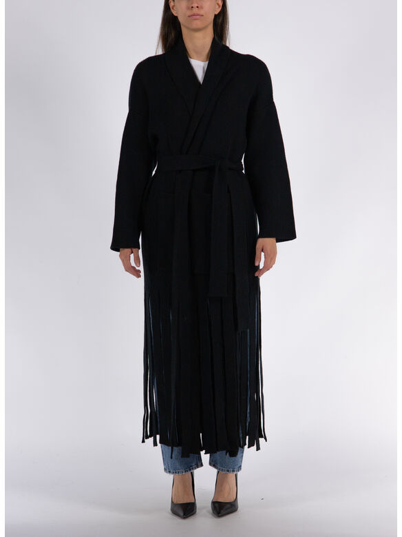 CAPPOTTO MAXI FRINGES, 1000 BLACK, medium