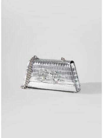 BORSA CROC MINI WITH BOW, SILVER, small