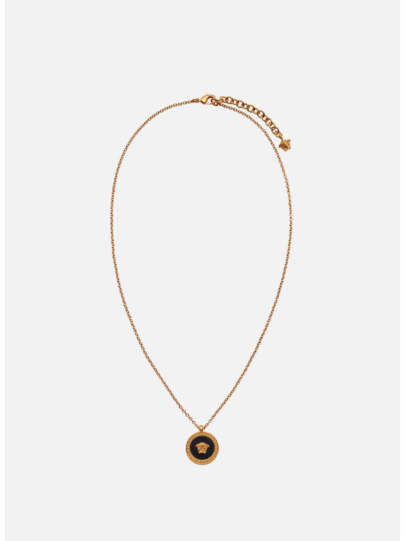 COLLANA CON MEDUSA SMALTATA, K41T NERO-ORO TRIBUT, medium