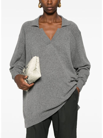 MAGLIONE CON COLLO A POLO, 1262 GREY MELANGE, small