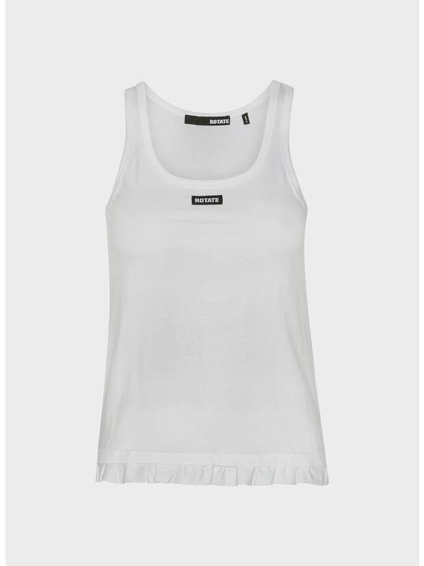 TANK TOP WITH RUFFLE HEM, 400 BRIGHT WHITE, large