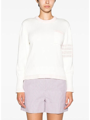 MAGLIONE JERSEY STITCH CREW NECK, 101 WHITE, small