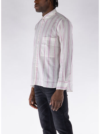 CAMICIA SQUARE POCKET, ECRU/LILAC, small