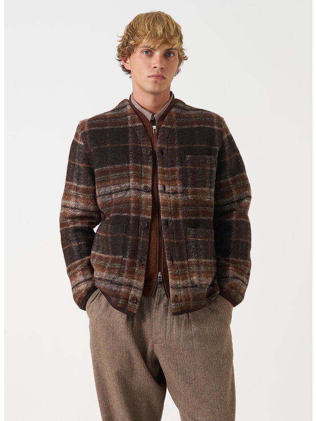 CARDIGAN PINO WOOL, BROWN, large