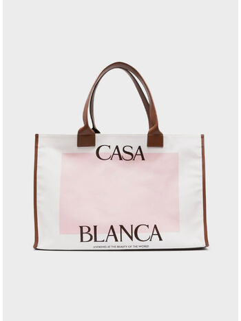 BORSA LARGE CASA TOTE, 01 BROWN / PALE PINK, small