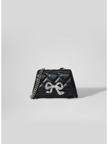 BORSA MINI QUILTED WITH BOW, BLACK, small