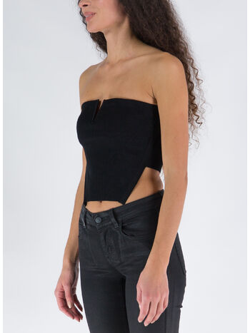 TOP ANGLED RIB BUSTIER, BLACK, small
