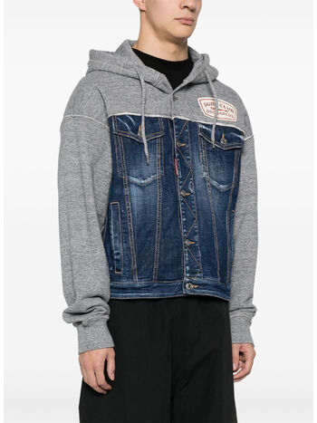 GIUBBOTTO HYBRID SWEATSHIRT HOODED, 961 GREY MELANGE, small