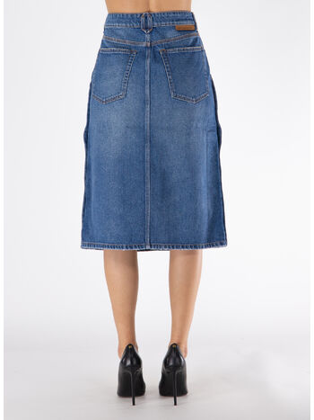 GONNA IN DENIM CON BOTTONI LATERALI, 4233 VINTAGE BLUE DENIM, small