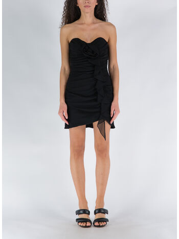 ABITO BUSTIER IN GEORGETTE DI SETA, 900 BLACK, small