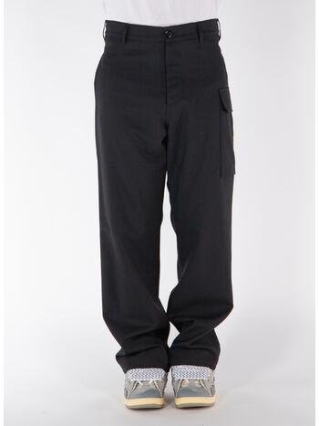 PANTALONI IN FRESCO LANA CON TASCHE CARGO, , small