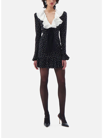 ABITO MINI DAISY PRINT SILK WITH VOLAN, 0900 BLACK, small