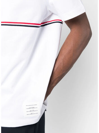 T-SHIRT SHORT SLEEVE TEE W/ RWB STRIPE, 100 WHITE, small