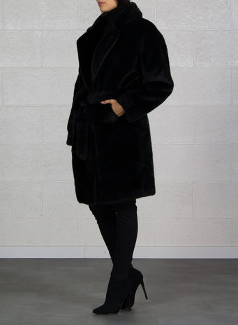 CAPPOTTO CON CINTA, NERO, small