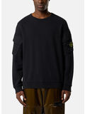 FELPA GIROCOLLO BRUSHED ORGANIC COTTON FLEECE, V0029 BLACK, thumb