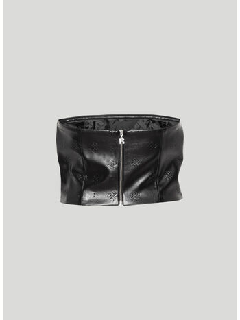 TOP A FASCIA IN PELLE SINTETICA, 1000 BLACK, small