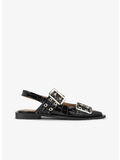 SCARPA BALLERINA FEMMININE BUCKLE, 099 BLACK, thumb