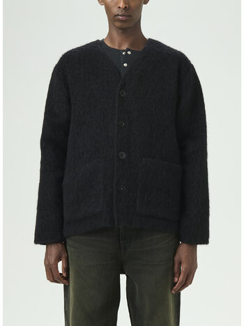 CARDIGAN BONE BOTTON MOHAIR, BLACK, small