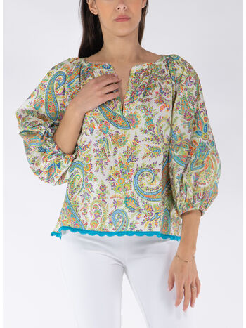 BLUSA FLOREALE, X0801 BIANCO, small