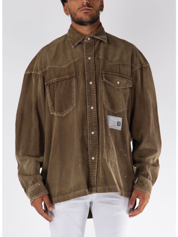 CAMICIA AGED CORDUROY, BROWN, large