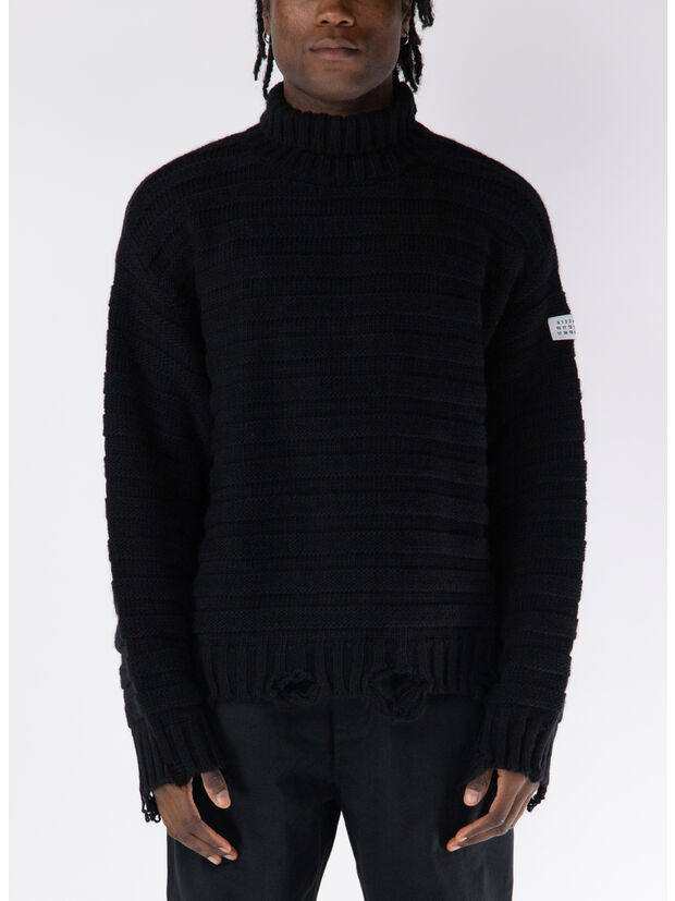 MAGLIONE A COLLO ALTO CON EFFETTO VISSUTO, , large