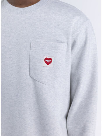 FELPA HEART POCKET SWEAT, 482XX ASH HEATHER, small