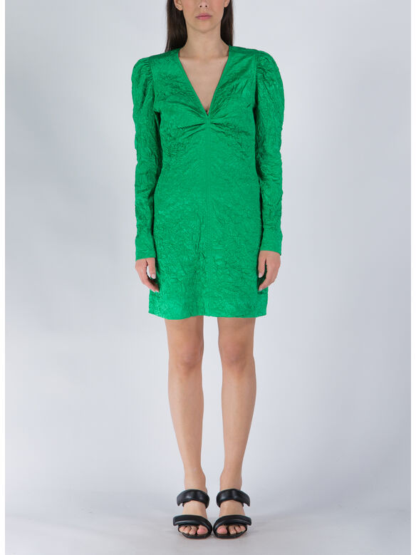 ABITO CRINKLED SATIN MINI DRESS, 767 BRIGHT GREEN, medium
