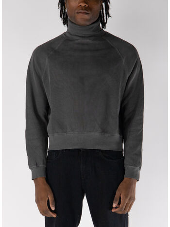 FELPA A COLLO ALTO SCHOLAR ROLLNECK, WORM BLACK ATHLETIC RIB, small