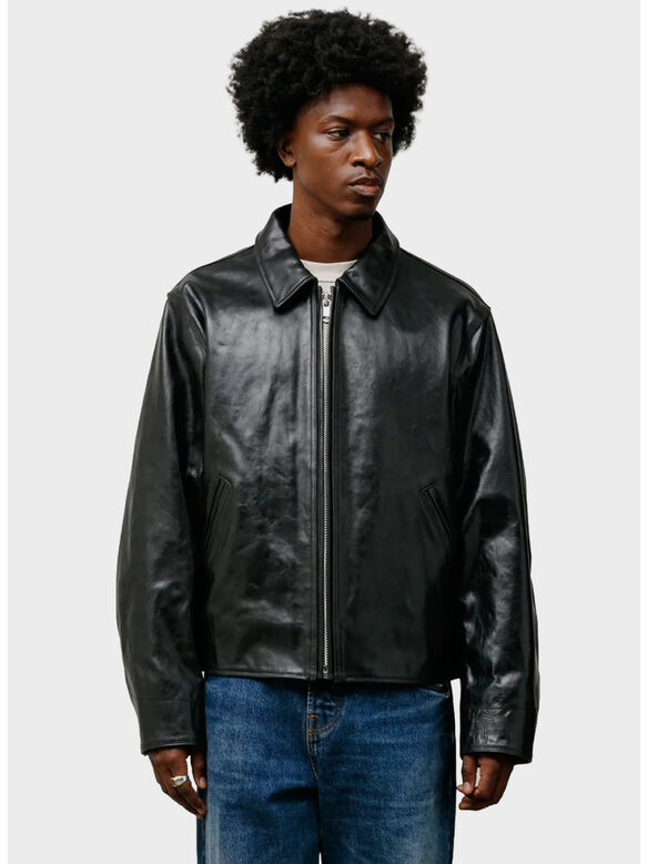 GARAGE JACKET LEATHER, 0001 BLACK, medium