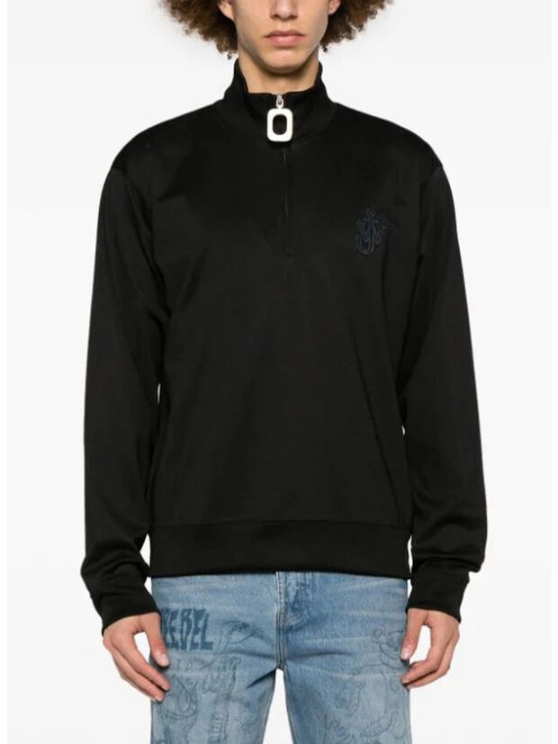 FELPA ANCHOR MEZZA ZIP, 999 BLACK, large