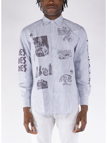 CAMICIA OXFORD GRAPHIC OVER PRINTED, BLUE BLUE, small