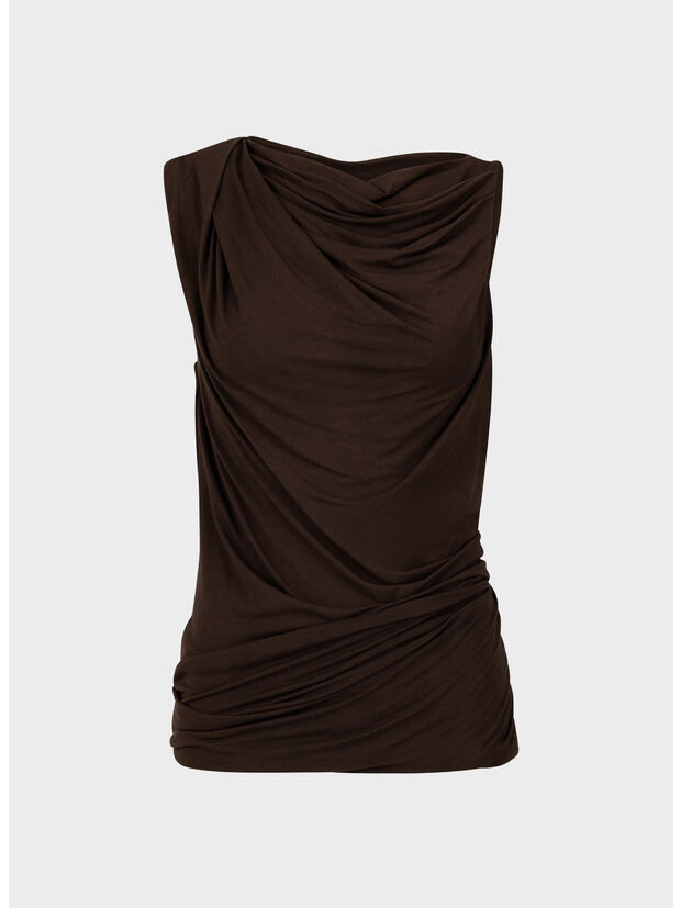 MAGLIA DRAPE TOP, C737 TOBACCO, large