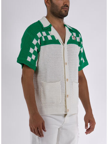 CAMICIA FAUX CROCHET, 02 WHITE/ GREEN, small