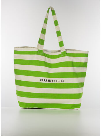 TOTE BAG CANVAS STRIPES, VERDE, small
