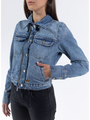 GIACCA ZIPPER BLUE DENIM JACKET, 7011 LIGHT BLUE WASH, small