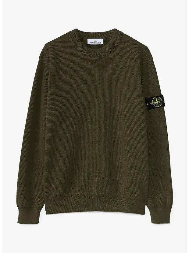 MAGLIONE RIBBED SOFT COTTON, V0M5G MILITARYGREENMELANGE, large