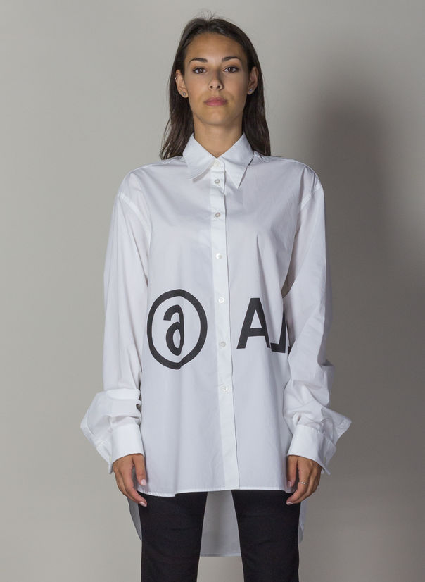 CAMICIA CON LOGO INVERTITO, 100WHITE, large