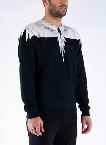 FELPA WINGS REGULAR CREWNECK, 1001BLACKWHITE, small