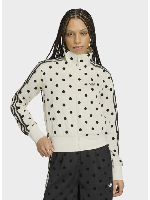 TRACK TOP SATIN POLKA, WHITE, medium