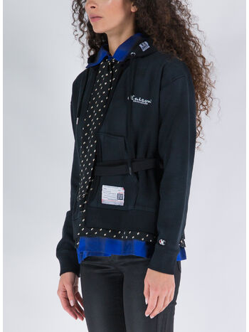 FELPA HOODIE LAYERED, BLACK, small