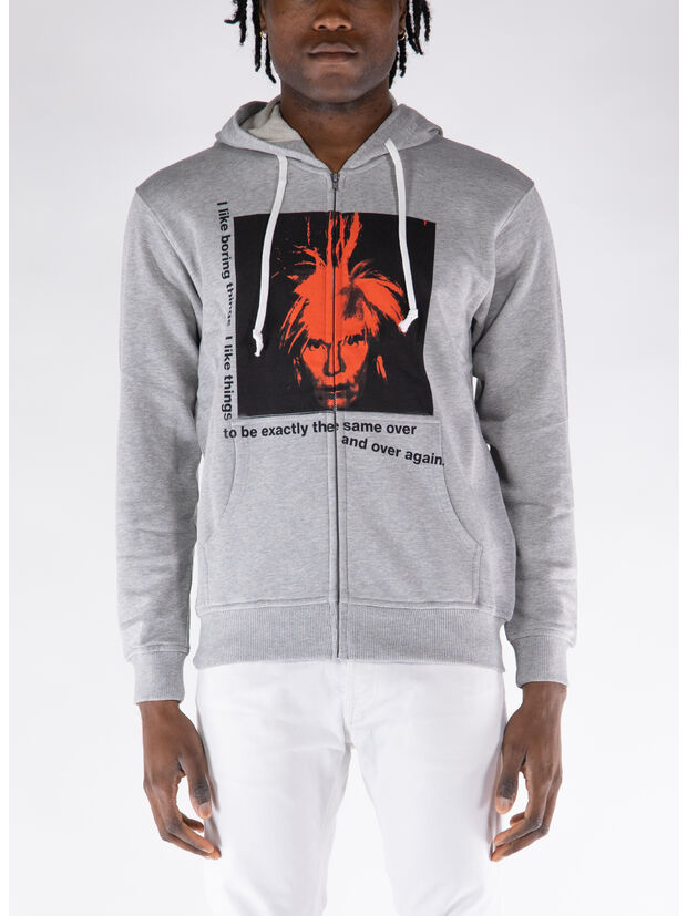 FELPA HOODIE FULL ZIP, TOP GREY, large