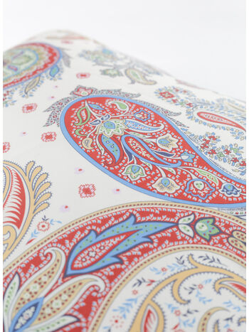 CUSCINO IN COTONE CON STAMPA PAISLEY, 990 WHITE, small
