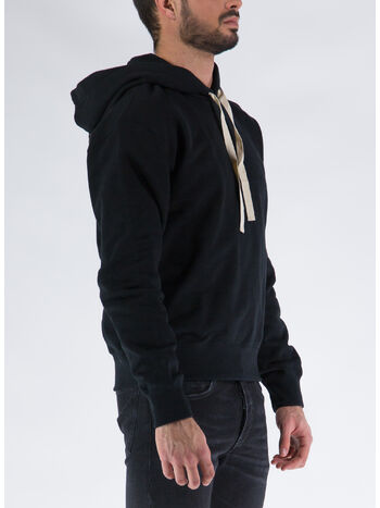 FELPA CON CAPPUCCIO, 001 BLACK, small
