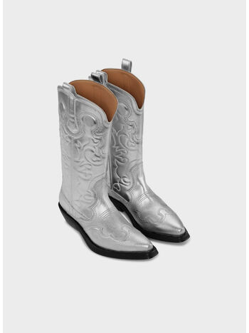 STIVALE MID SHAFT EMBROIDERED WESTERN, 018 SILVER, small